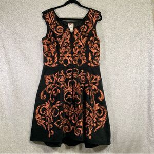 YOANA BARASCHI Black and Peach/Copper Lace Brocade Pattern Women's Size 12 #954
